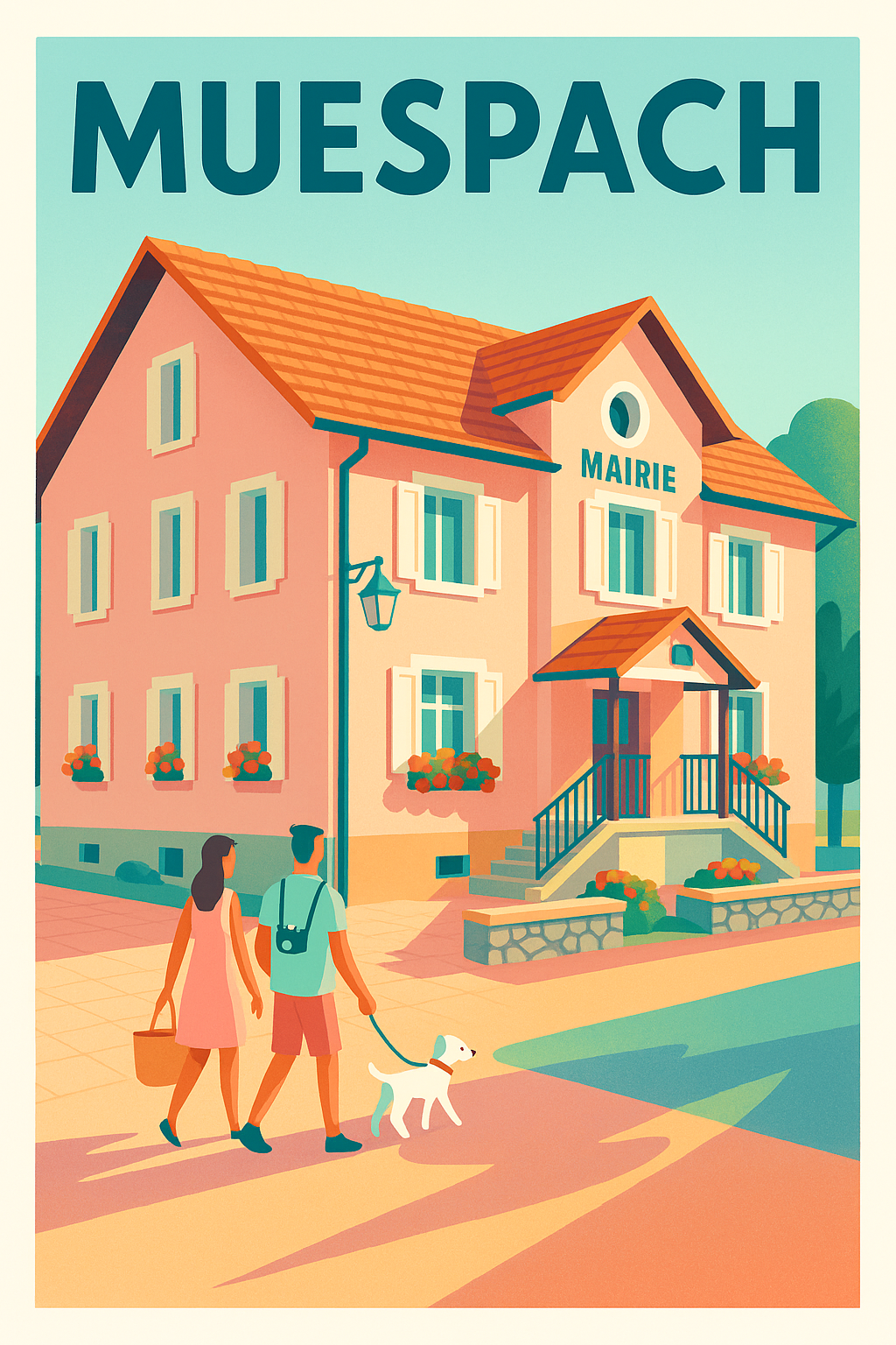 Affiche de Muespach - Promenade paisible devant la mairie