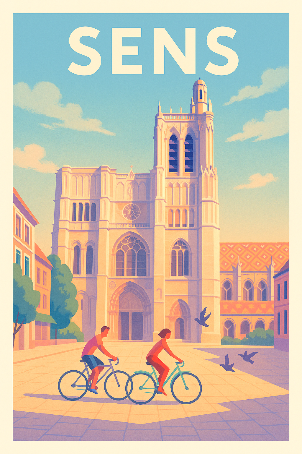 Affiche Sens — Évasion à vélo au cœur de la vieille ville · poster d'art de Sens