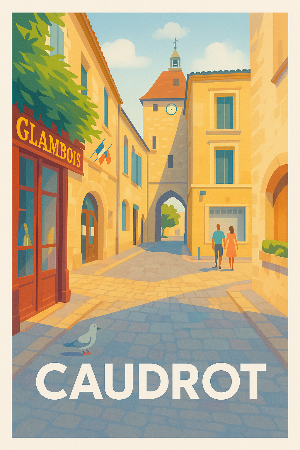 Affiche Caudrot — Charme et lumière d'une ruelle historique · poster d'art de Caudrot