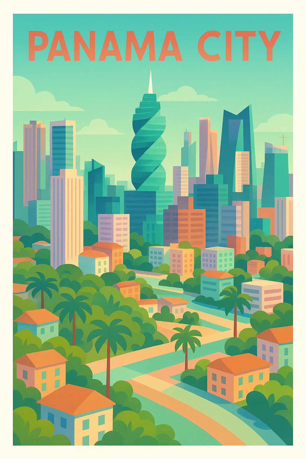 Affiche Panama City — Entre nature et gratte-ciel modernes · poster d'art de Panama City