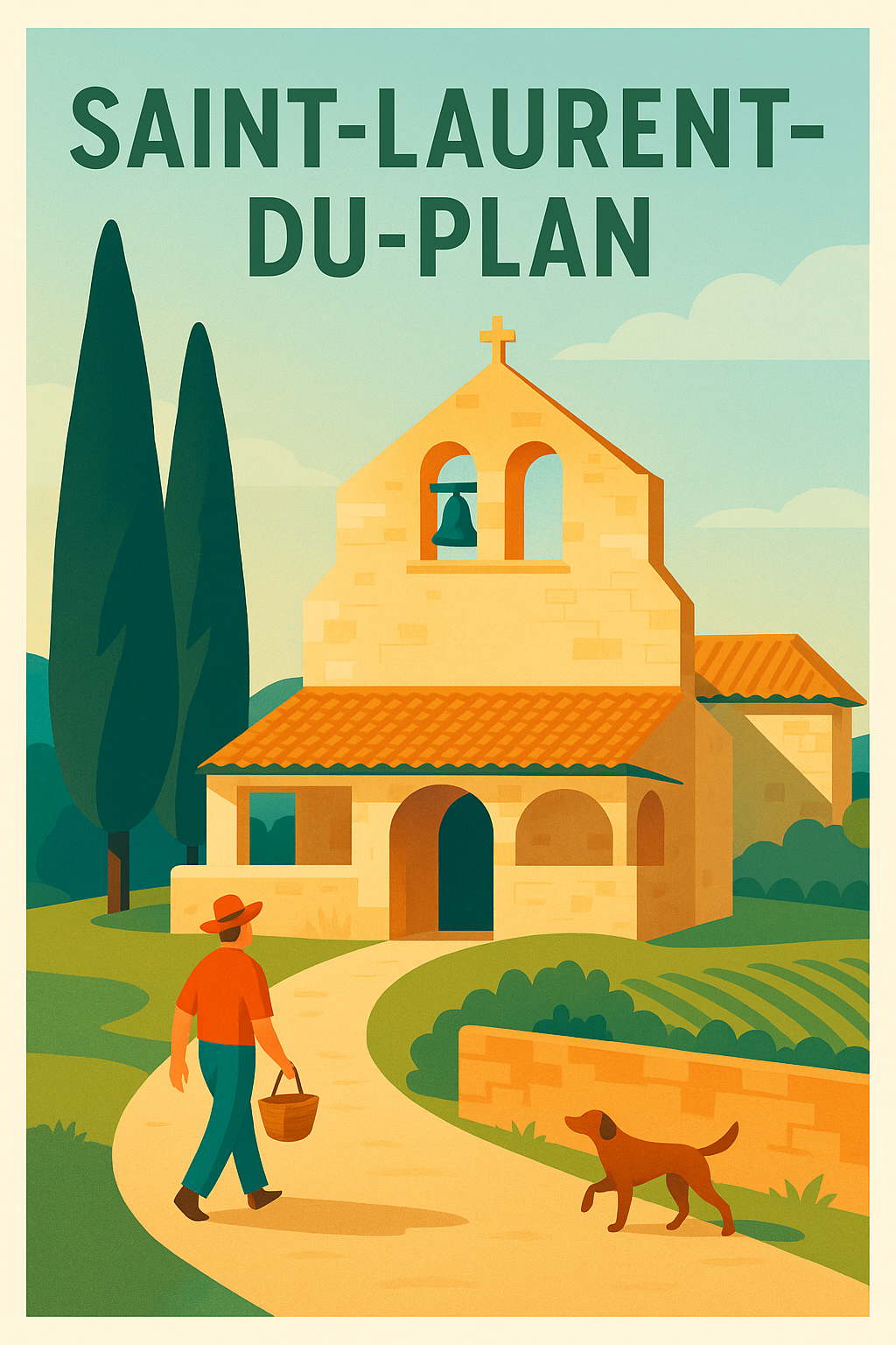 Affiche Saint-Laurent-du-Plan — Charme et sérénité en campagne · poster d'art de Saint-Laurent-du-Plan