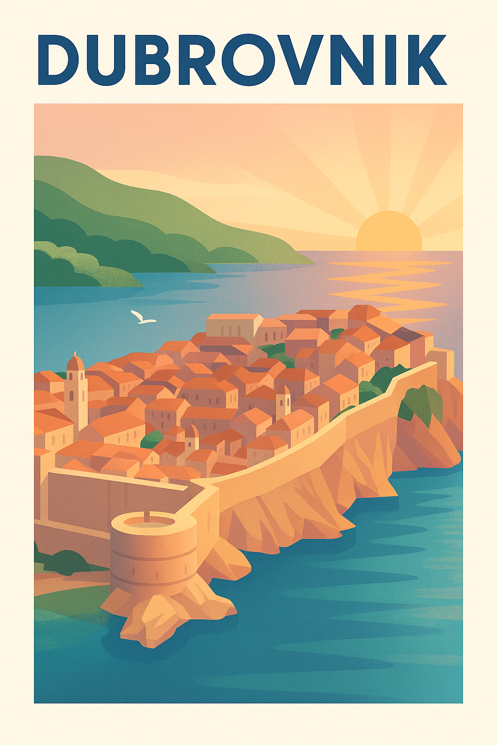 Affiche de Dubrovnik - Le charme intemporel des remparts ensoleillés