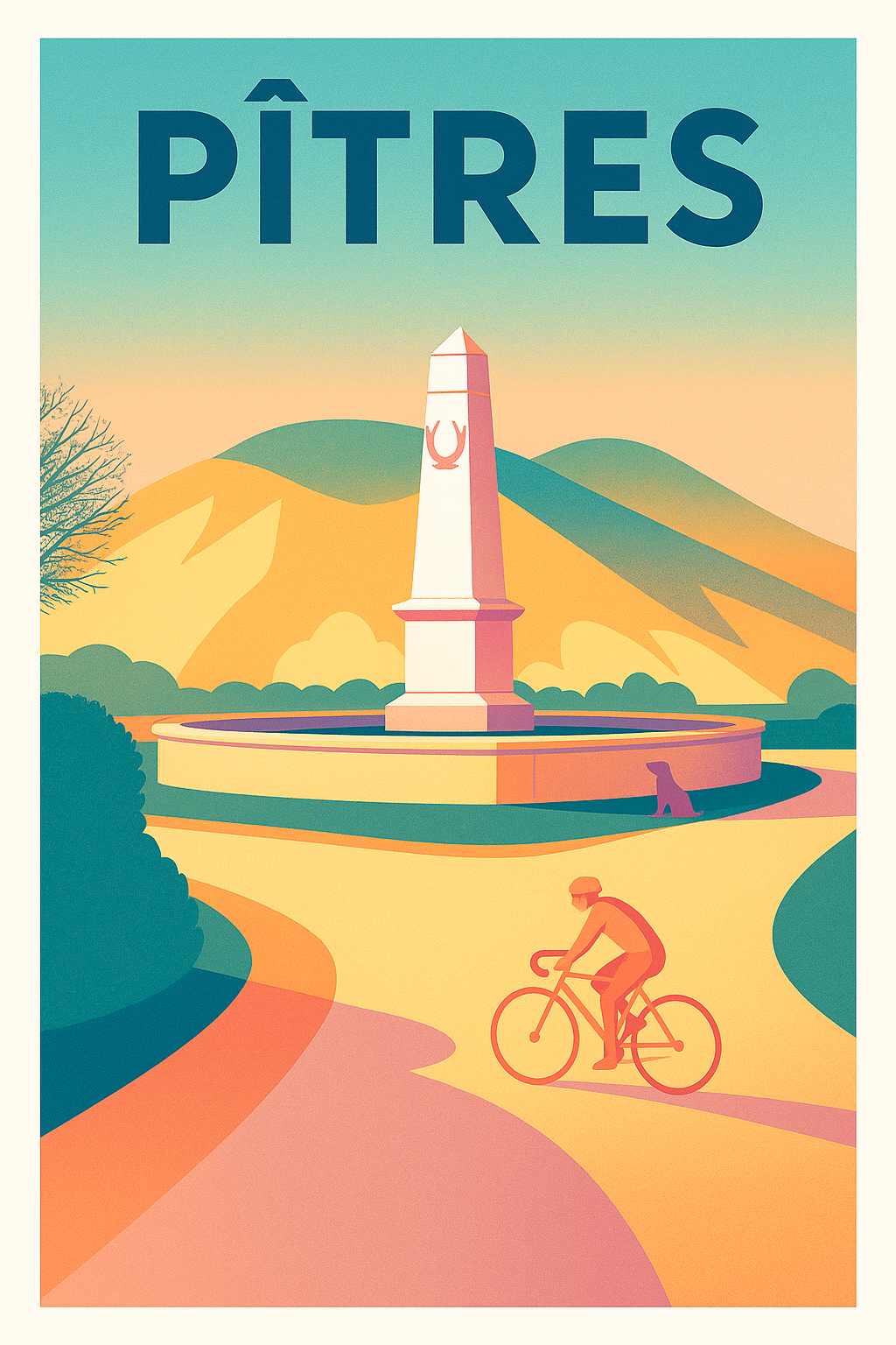 Affiche de Pîtres - L'élégance simple d'une balade à vélo