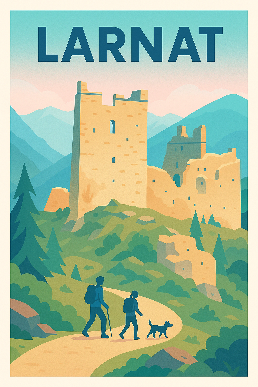 Affiche Larnat — Randonnée et patrimoine en pleine nature · poster d'art de Larnat