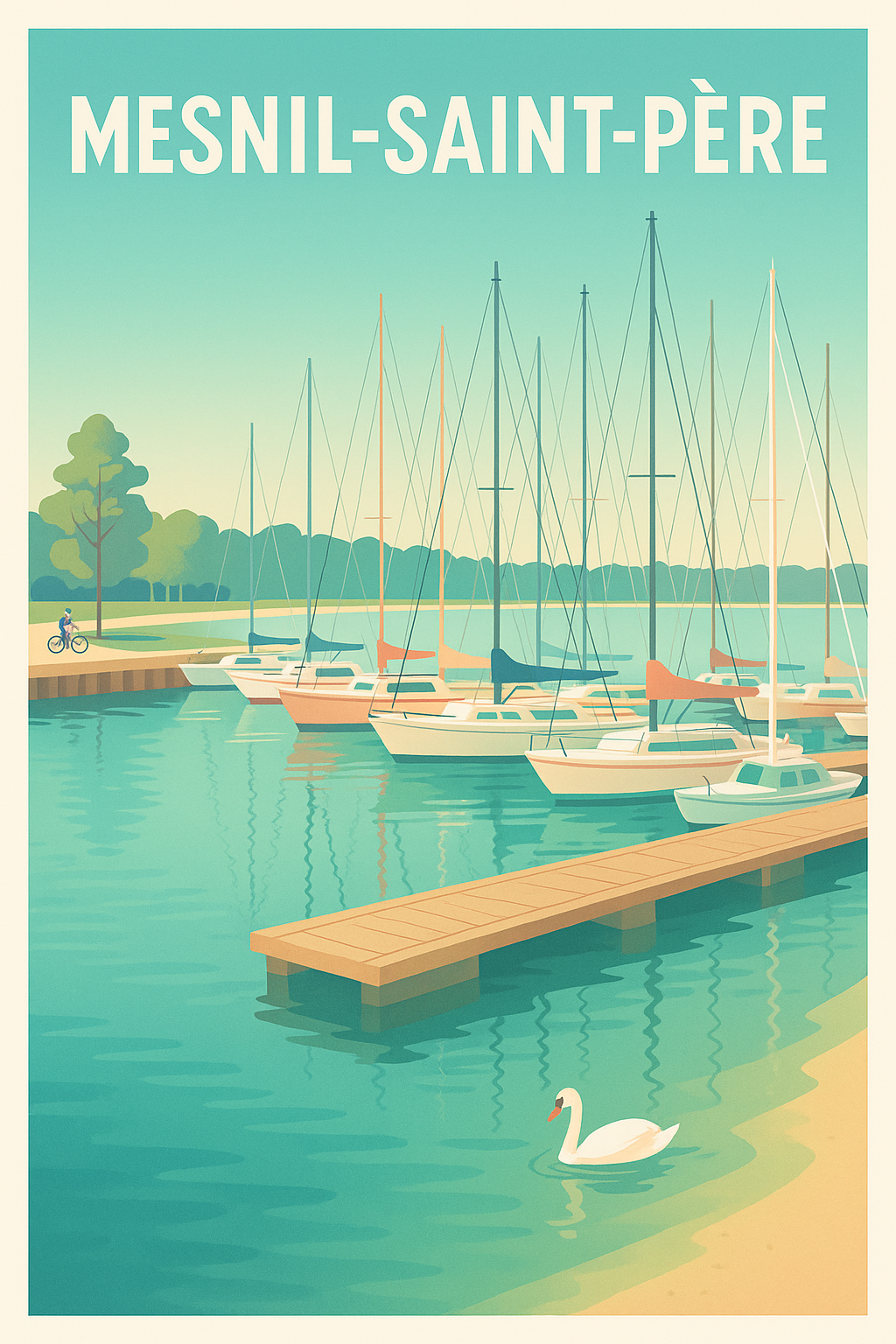 Affiche Mesnil-Saint-Père — Havre de paix au bord de l'eau · poster d'art de Mesnil-Saint-Père