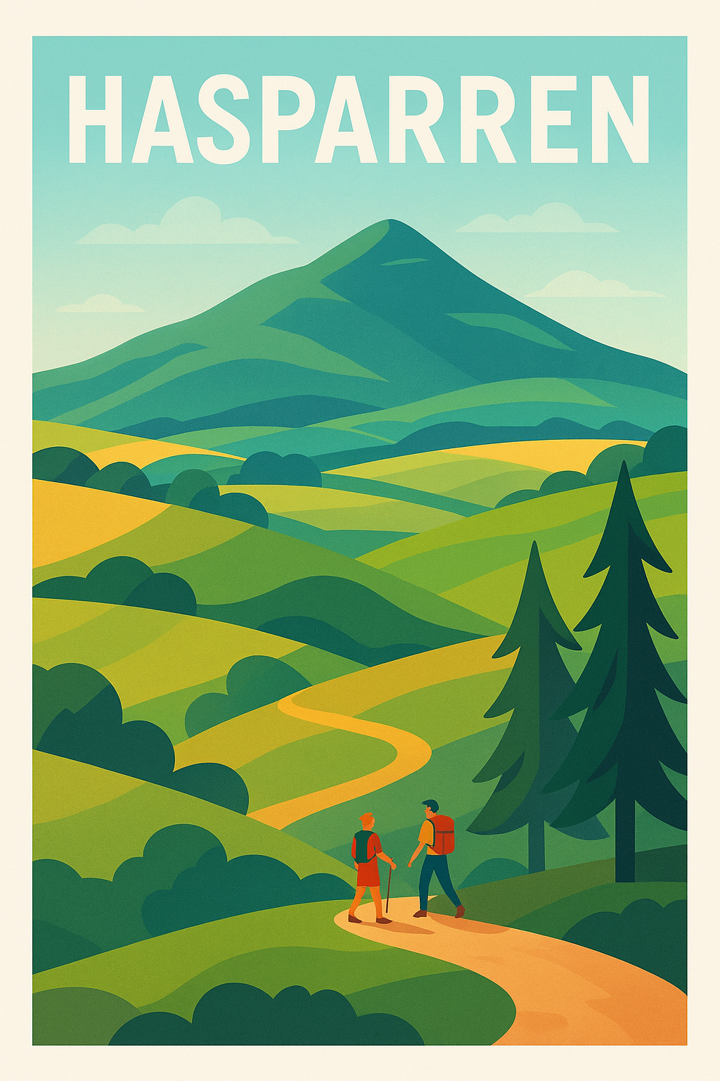 Affiche de Hasparren - Invitation à la randonnée et nature préservée
