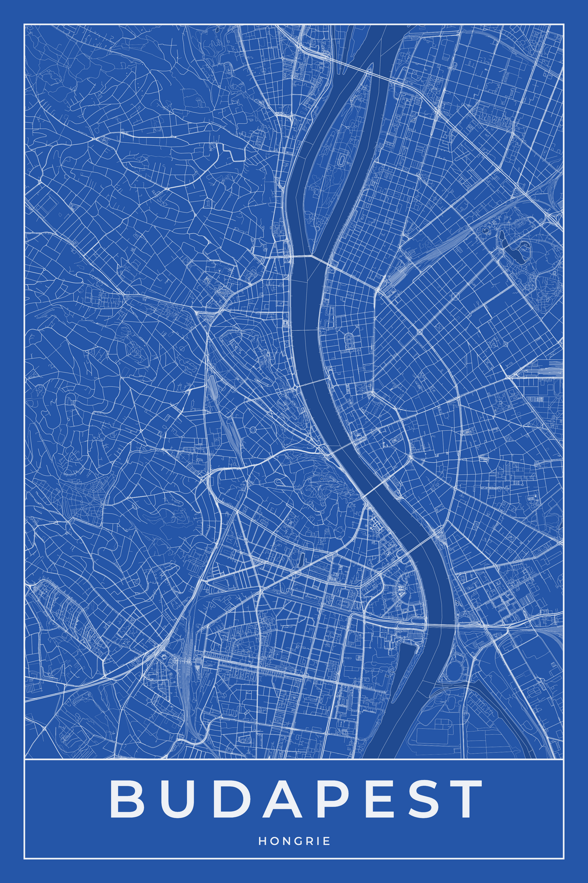 Carte de Budapest bleue - Affiche personnalisée