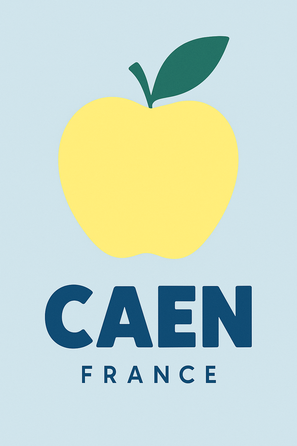 Affiche de Caen - La pomme iconique du paysage normand