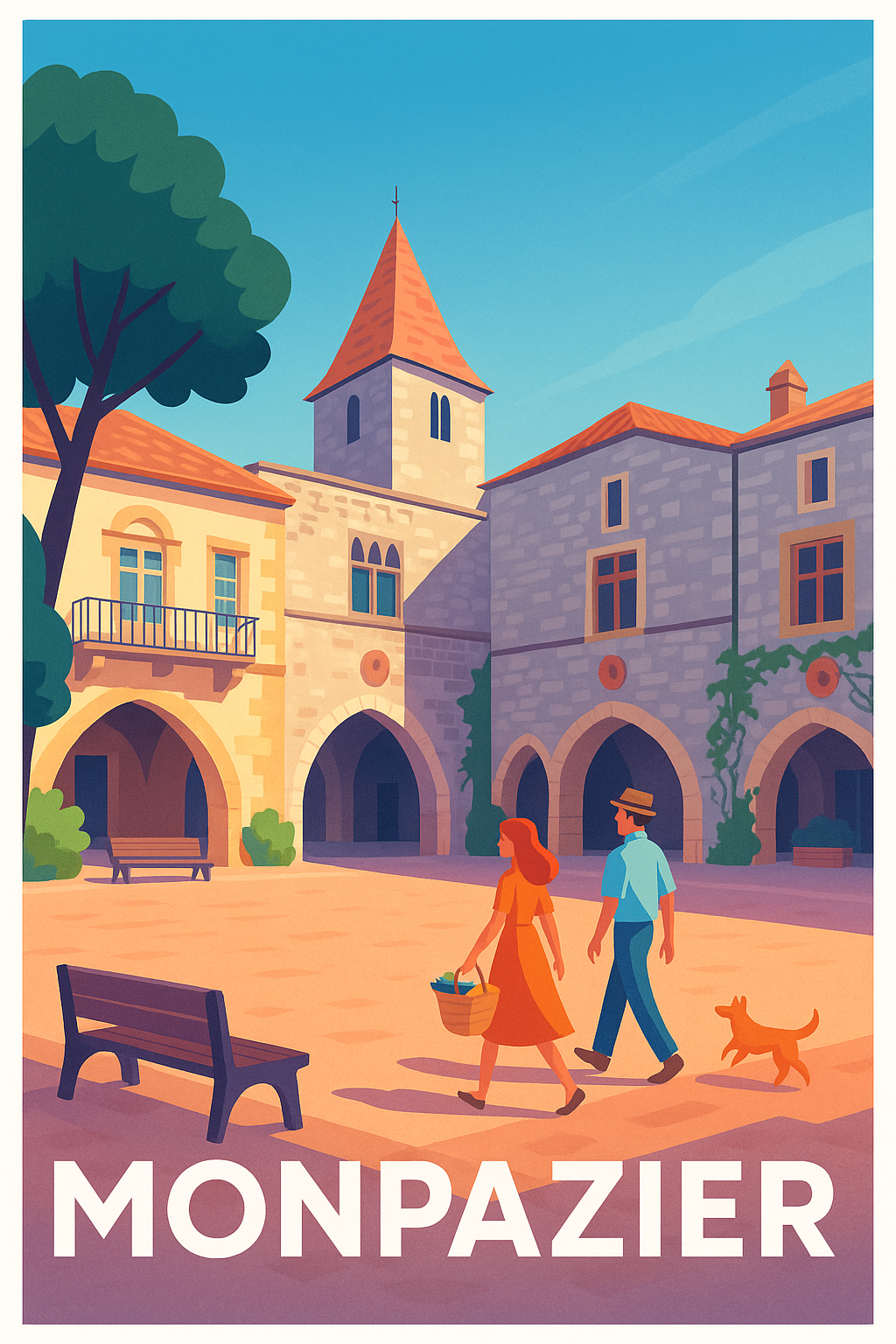 Affiche Monpazier — Charme et Sérénité en Périgord · poster d'art de Monpazier