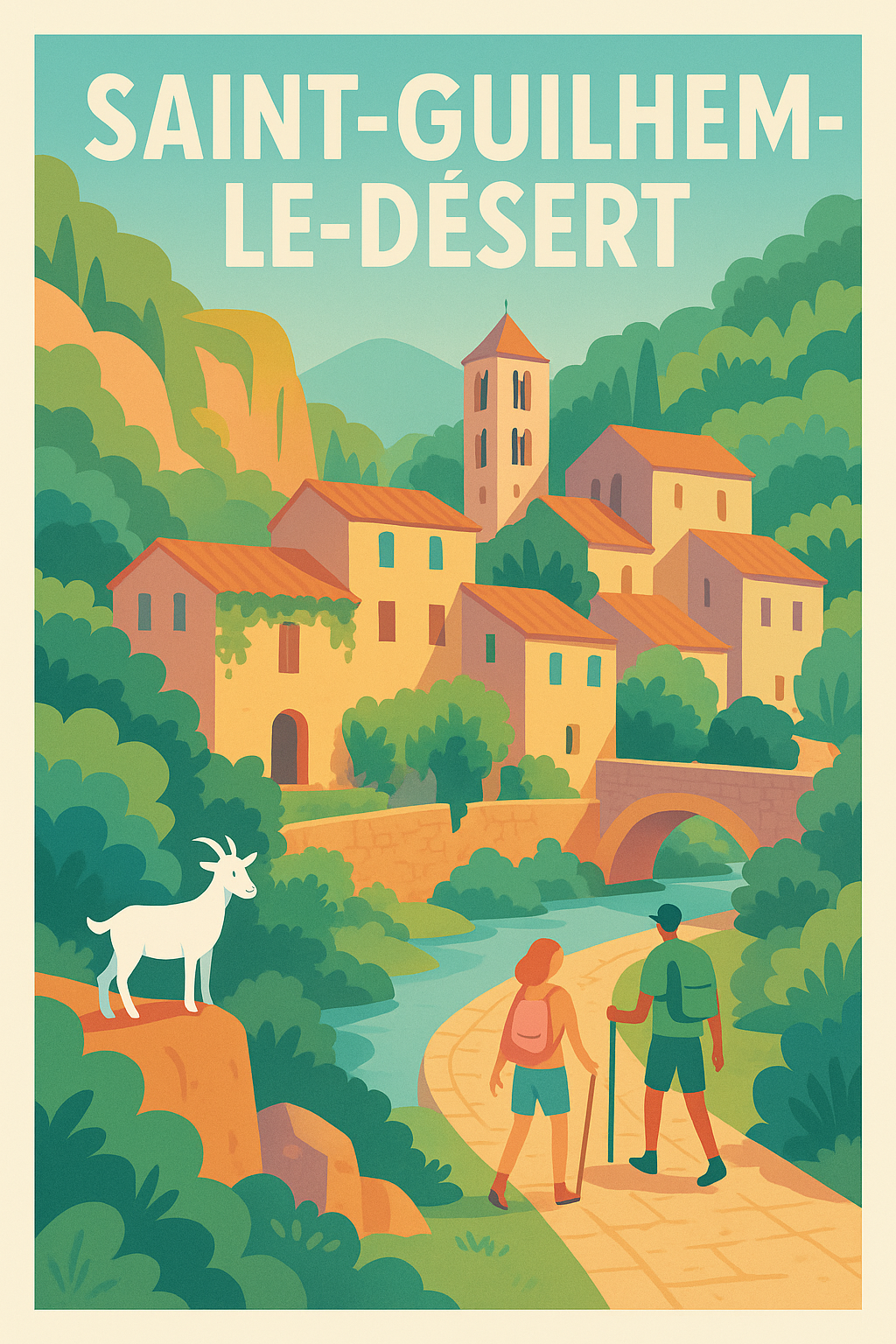 Affiche Saint-Guilhem-le-Désert — Charme bucolique au cœur de l'Hérault · poster d'art de Saint-Guilhem-le-Désert