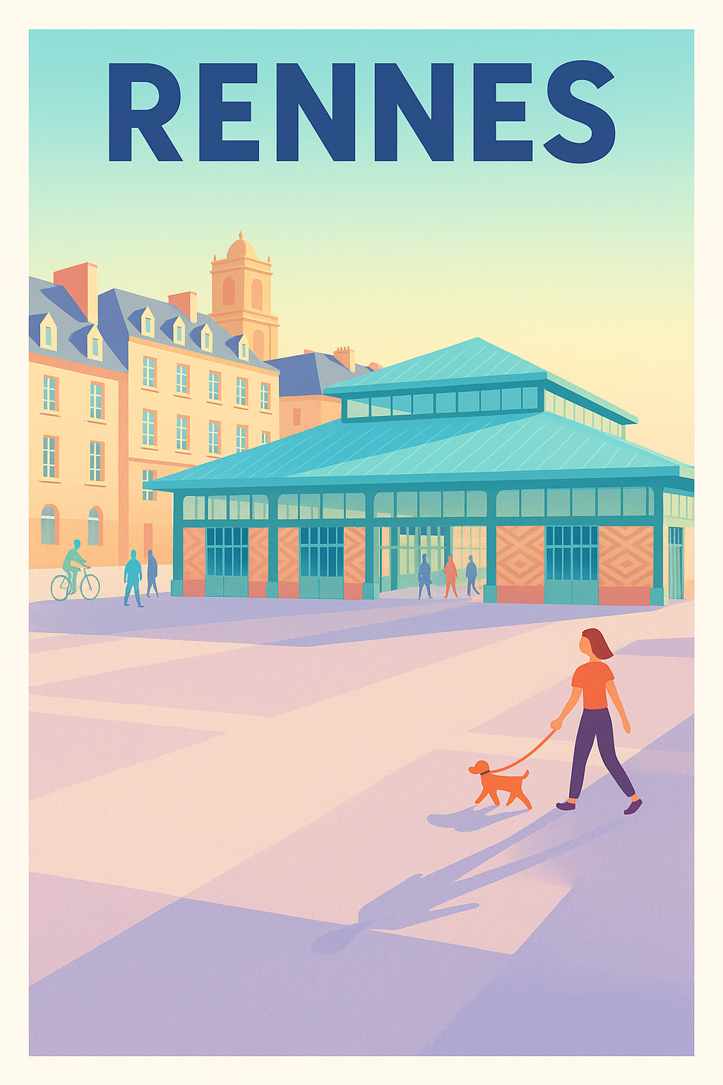Affiche de Rennes - Ambiance paisible sur la halle centrale