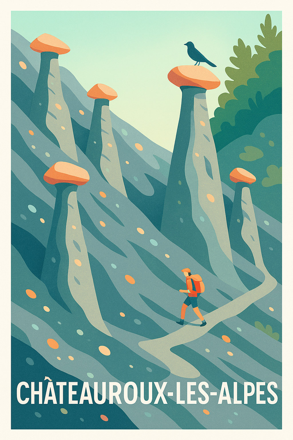Affiche Châteauroux-les-Alpes — Aventure et nature grandiose · poster d'art de Châteauroux-les-Alpes