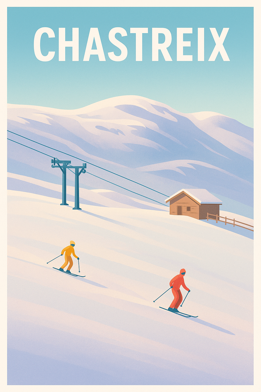 Affiche Chastreix — Évasion hivernale en montagnes enneigées · poster d'art de Chastreix