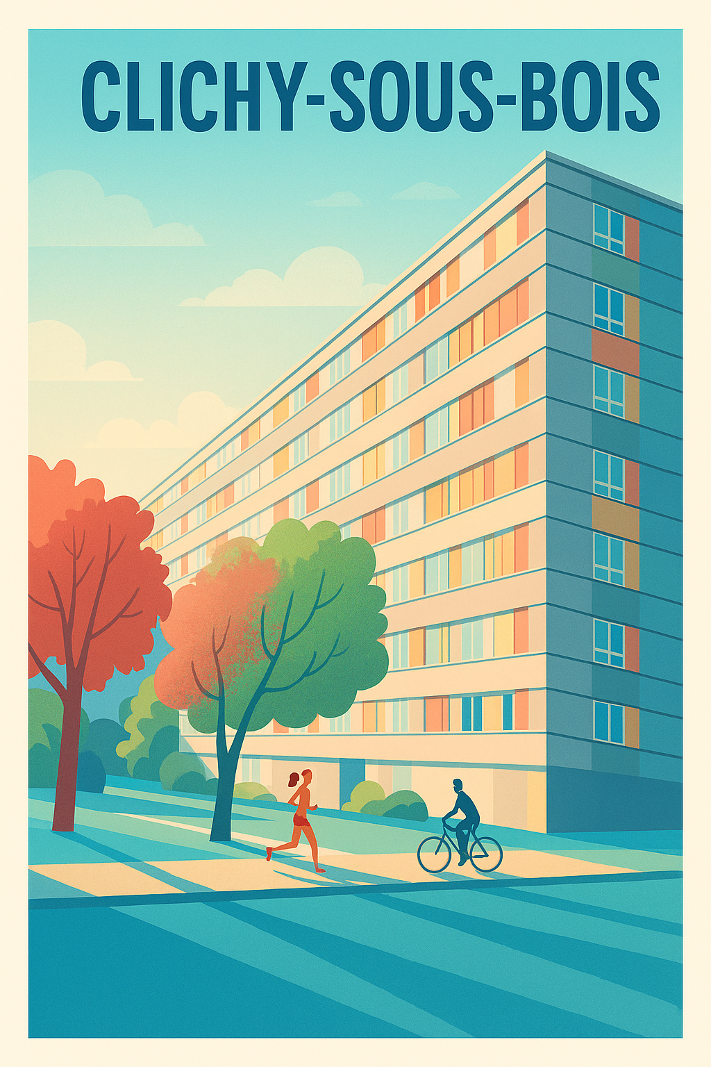 Affiche Clichy-sous-Bois — Charme urbain et quotidien paisible · poster d'art de Clichy-sous-Bois