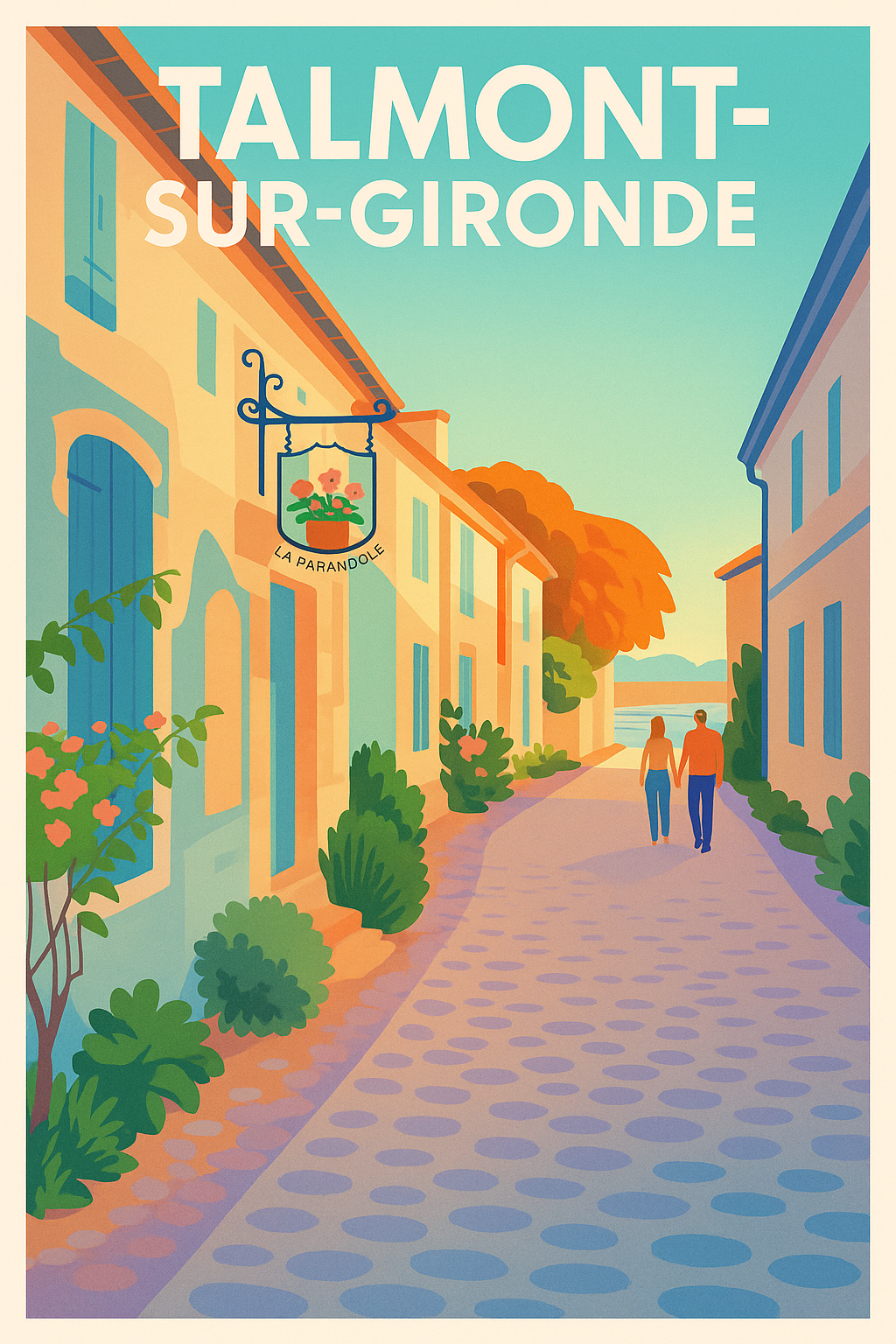Affiche Talmont-sur-Gironde — Promenade romantique au bord de l'eau · poster d'art de Talmont-sur-Gironde