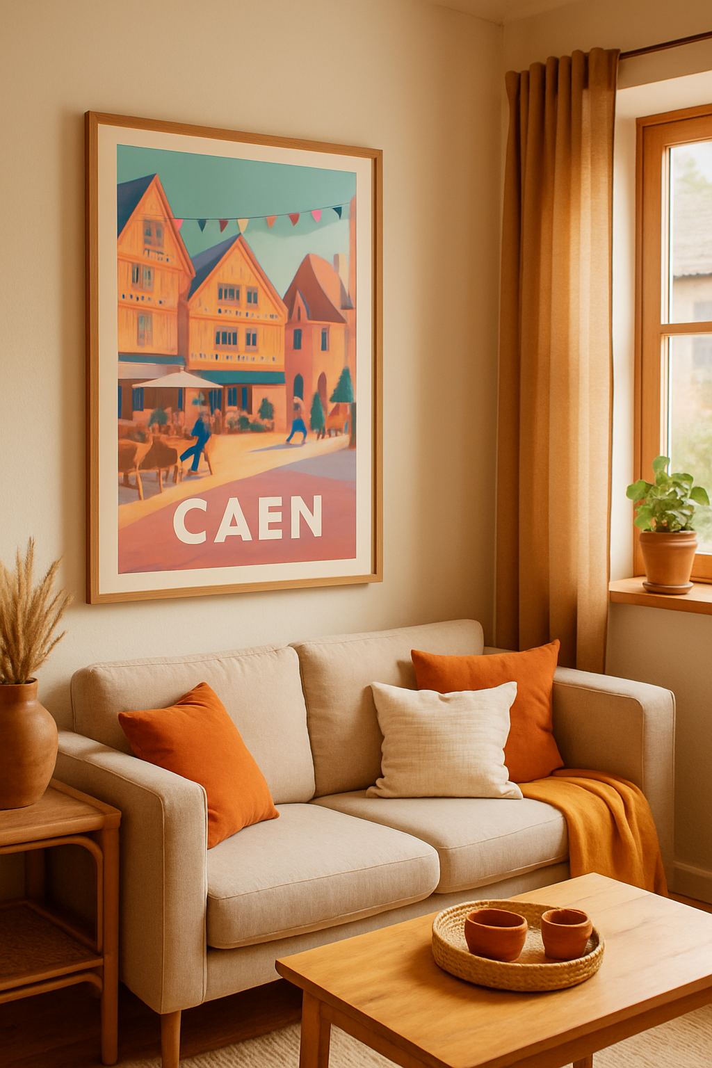 Affiche Caen — Charme et douceur d'une place animée · poster d'art de Caen