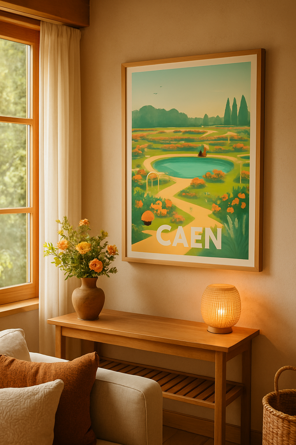 Affiche Caen — Promenade bucolique au parc floral · poster d'art de Caen