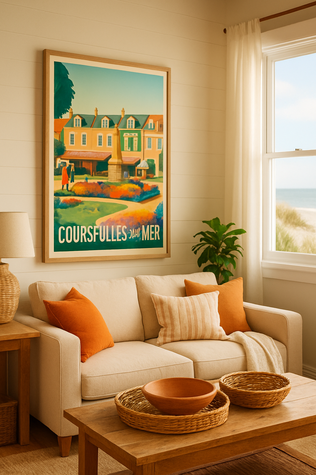Affiche Courseulles-sur-Mer — Charme fleuri et douceur normande · poster d'art de Courseulles-sur-Mer