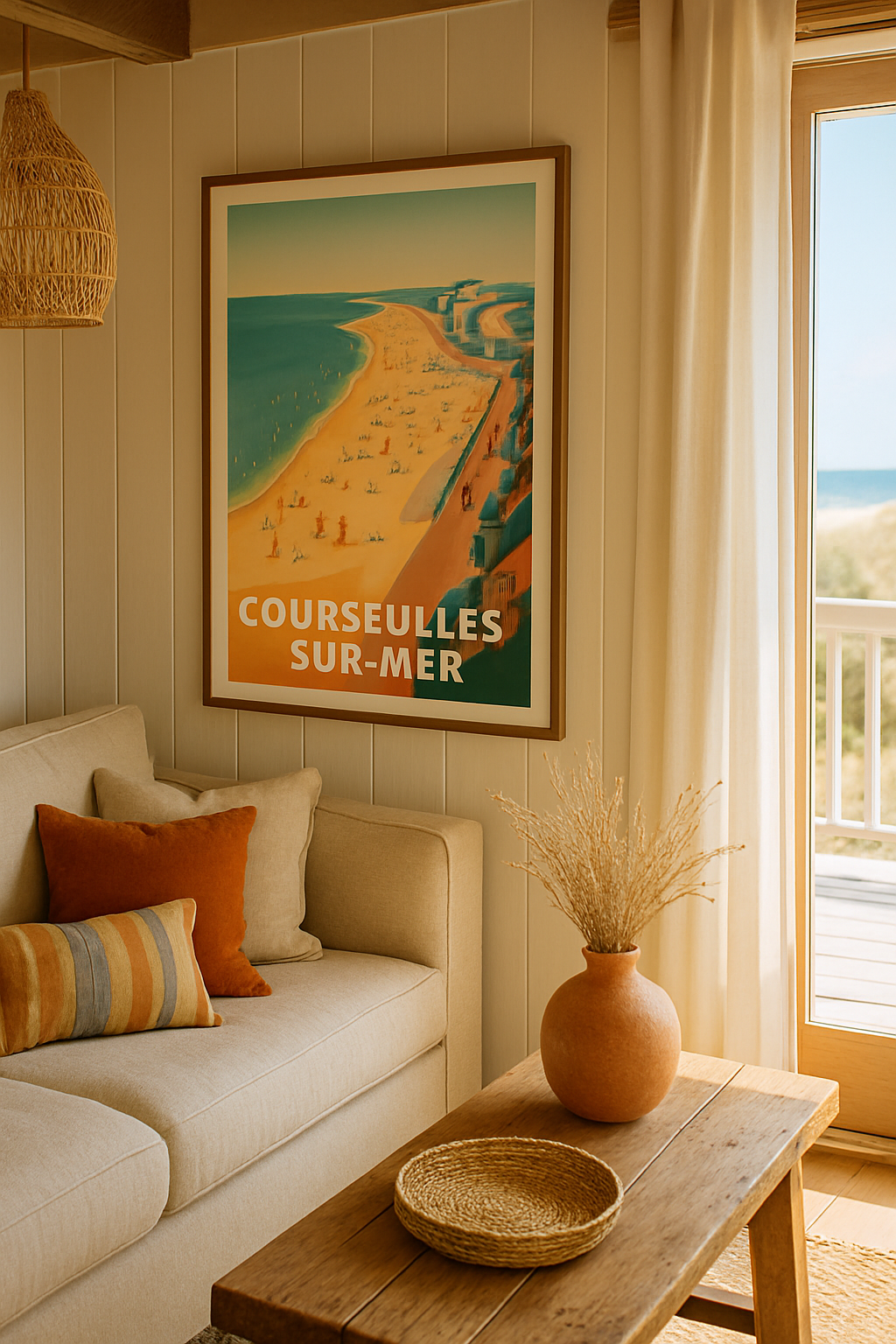 Affiche Courseulles-sur-Mer — Échappée belle sur la plage normande · poster d'art de Courseulles-sur-Mer