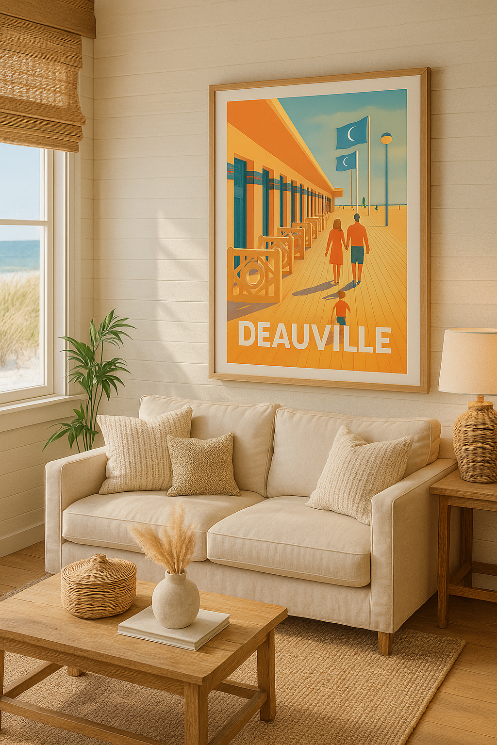 Calvados France Affiche de Deauville - Promenade ensoleillée sur la plage mythique