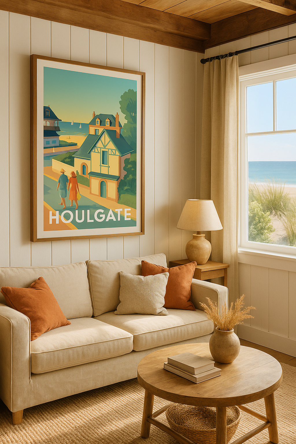 Calvados France Affiche de Houlgate - Promenade estivale au bord de mer