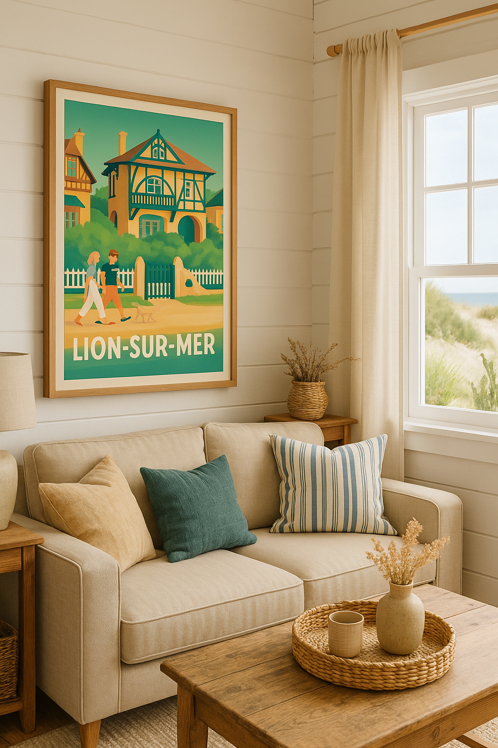 Calvados France Affiche de Lion-sur-Mer - Balade tranquille en bord de mer