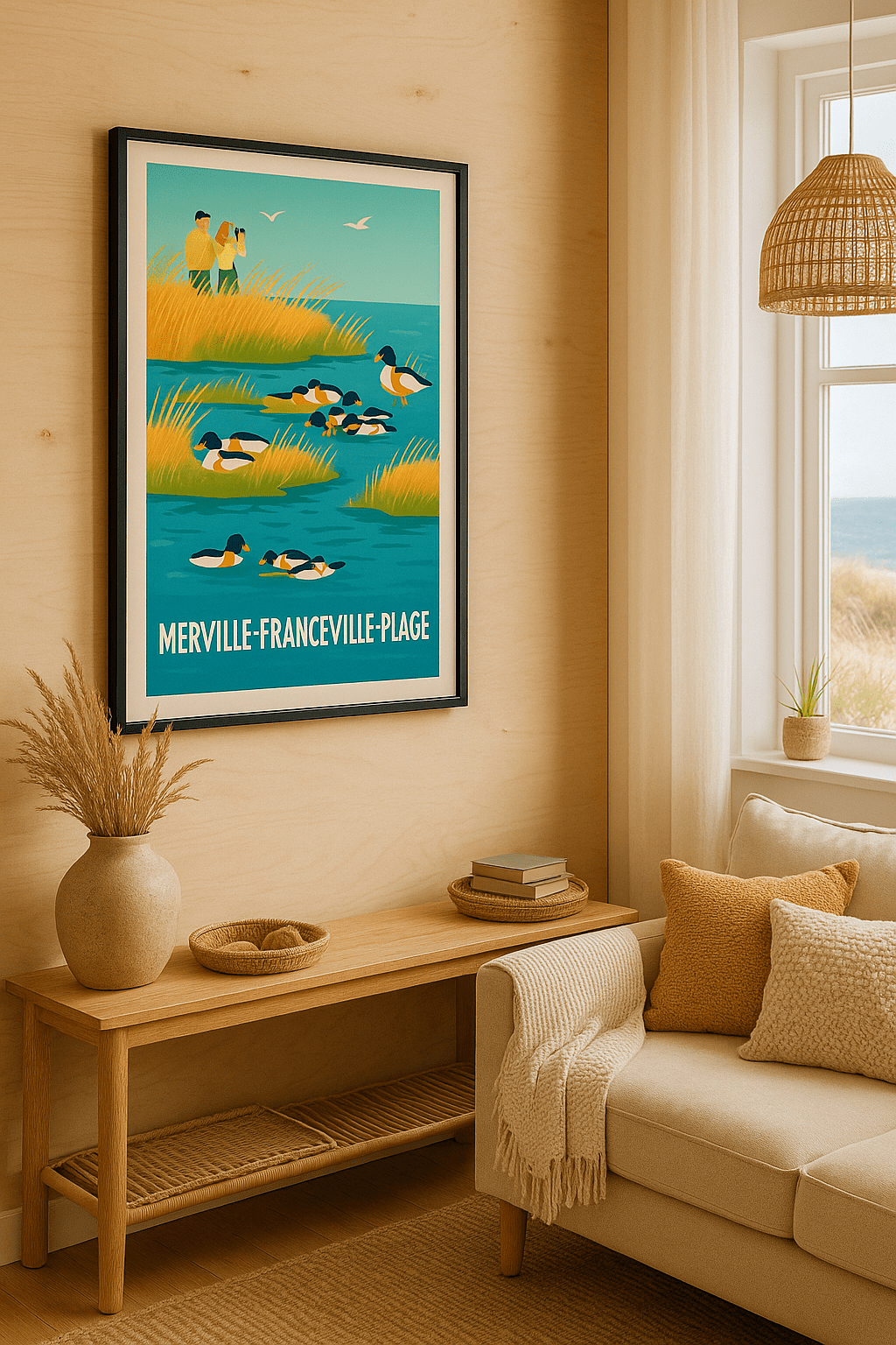 Calvados France Affiche de Merville-Franceville-Plage - Nature et quiétude au bord de l'eau