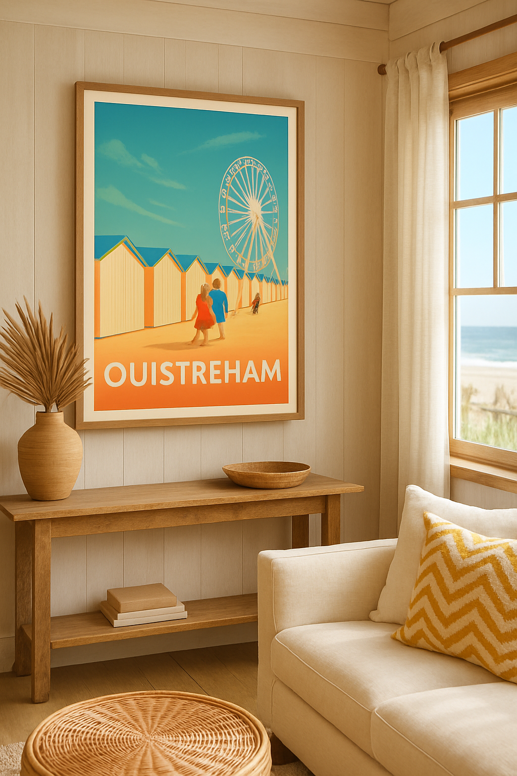 Calvados France Affiche de Ouistreham - Charme balnéaire et grande roue emblématique