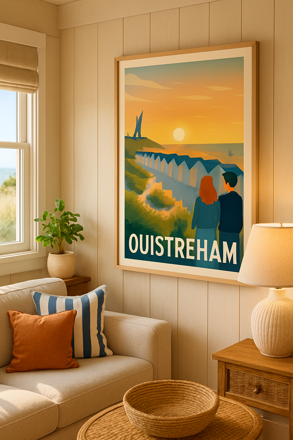 Affiche Ouistreham — Promenade au coucher du soleil · poster d'art de Ouistreham
