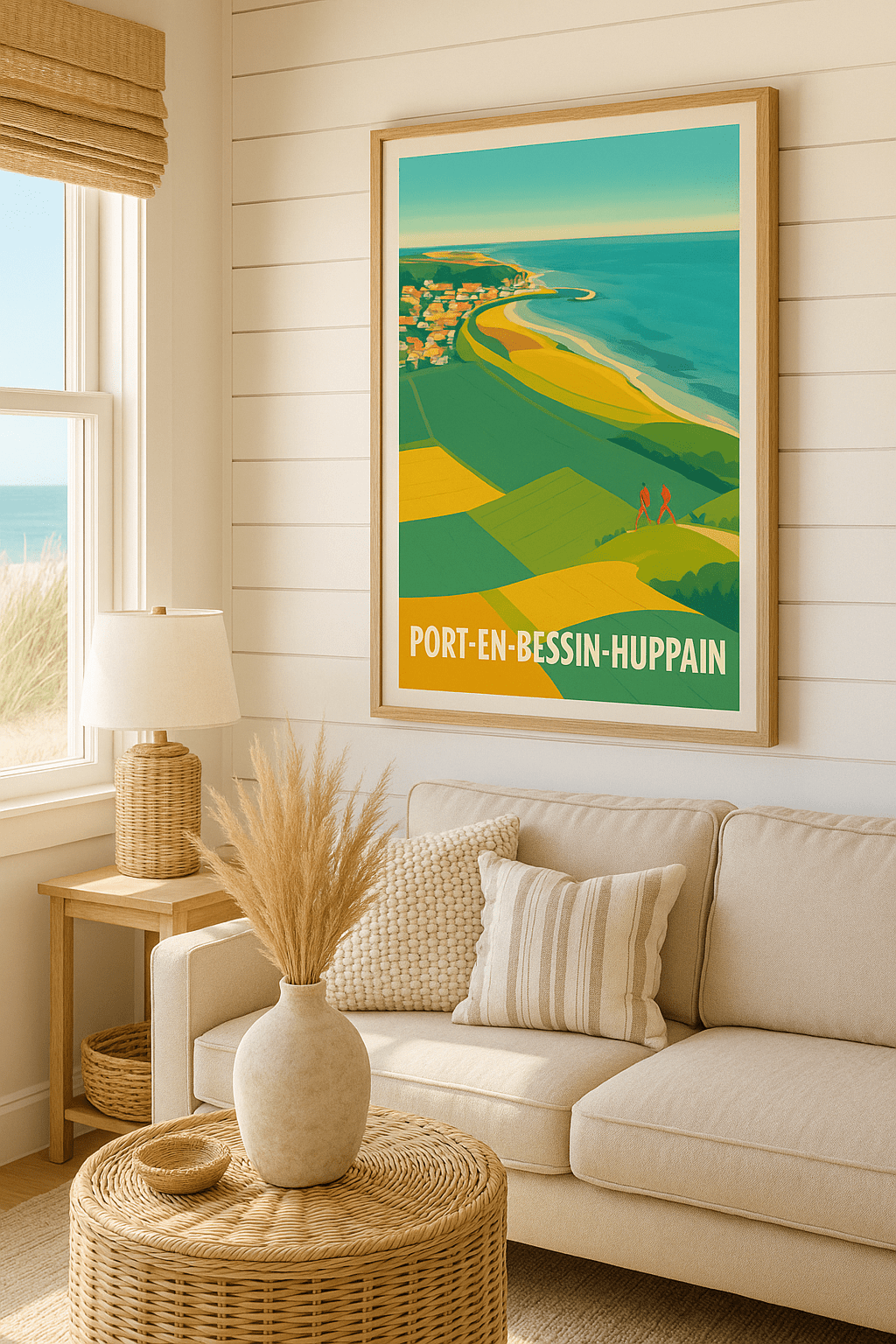 Affiche Port-en-Bessin-Huppain — Escapade au bord de la mer · poster d'art de Port-en-Bessin-Huppain