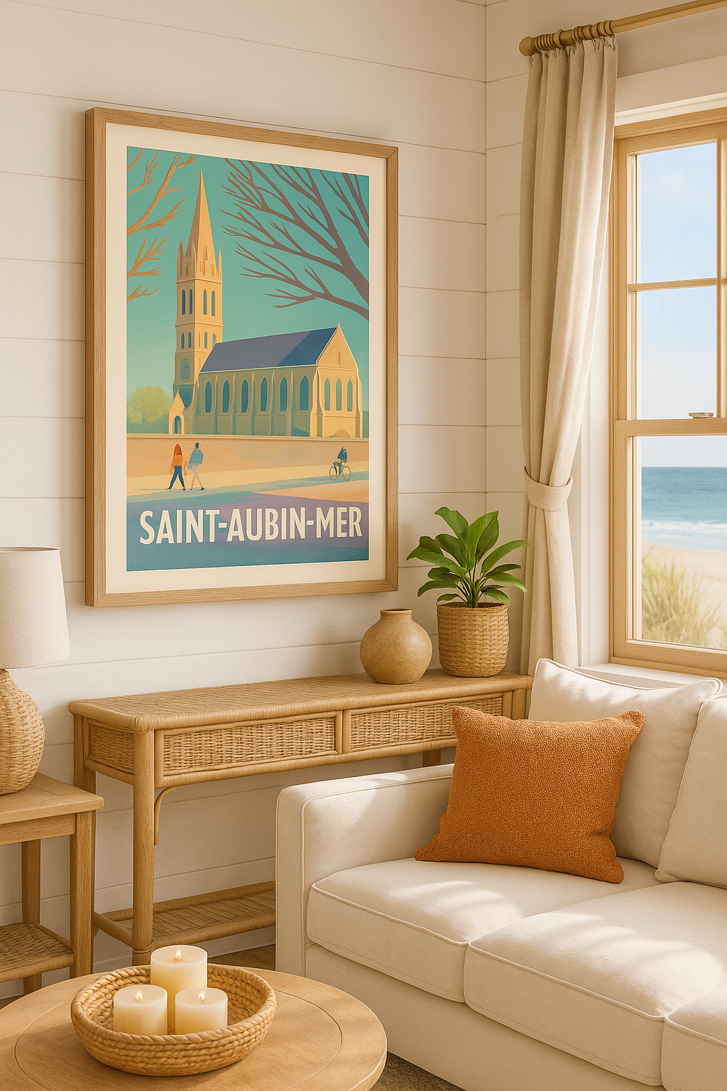 Affiche Saint-Aubin-Mer — Charme paisible et architecture emblématique · poster d'art de Saint-Aubin-Mer
