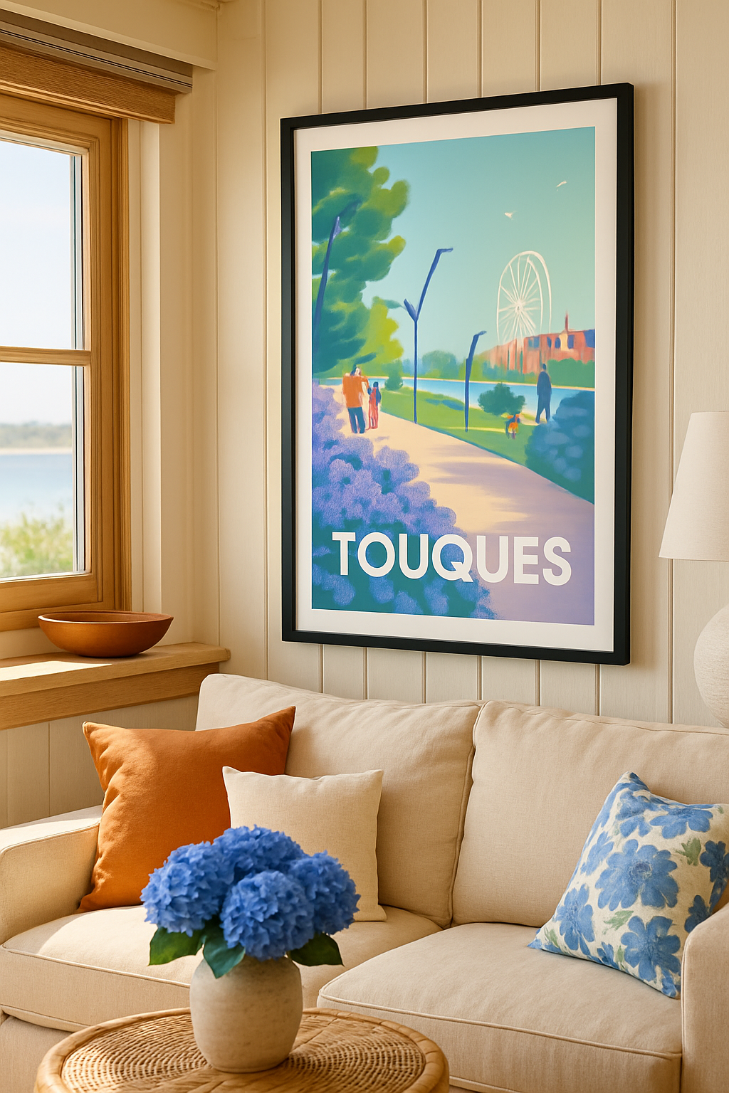 Affiche Touques — Promenade paisible en bord de rivière · poster d'art de Touques