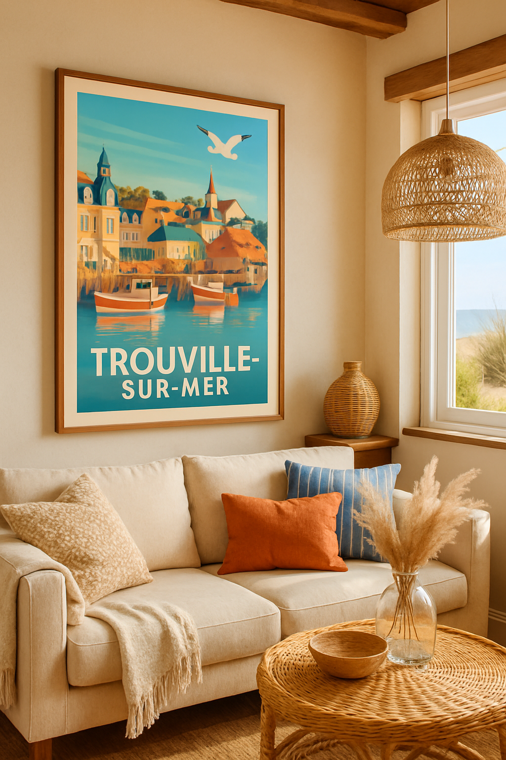 Calvados France Affiche de Trouville-sur-Mer - Charme et sérénité du port normand