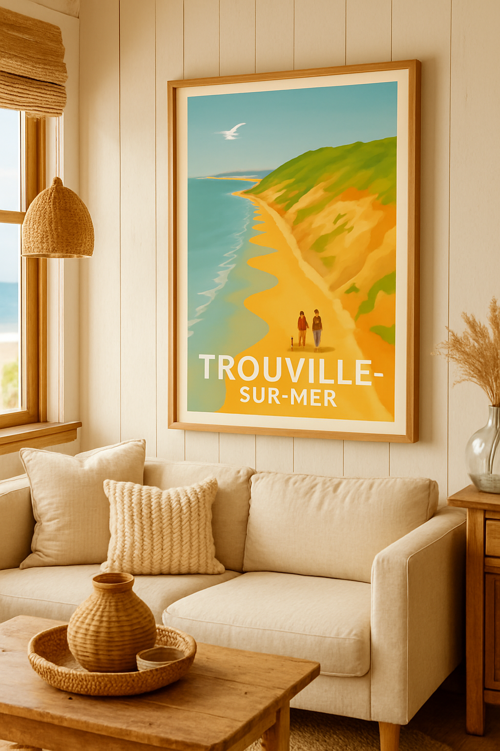 Calvados France Affiche de Trouville-sur-Mer - Promenade romantique au bord de l'eau