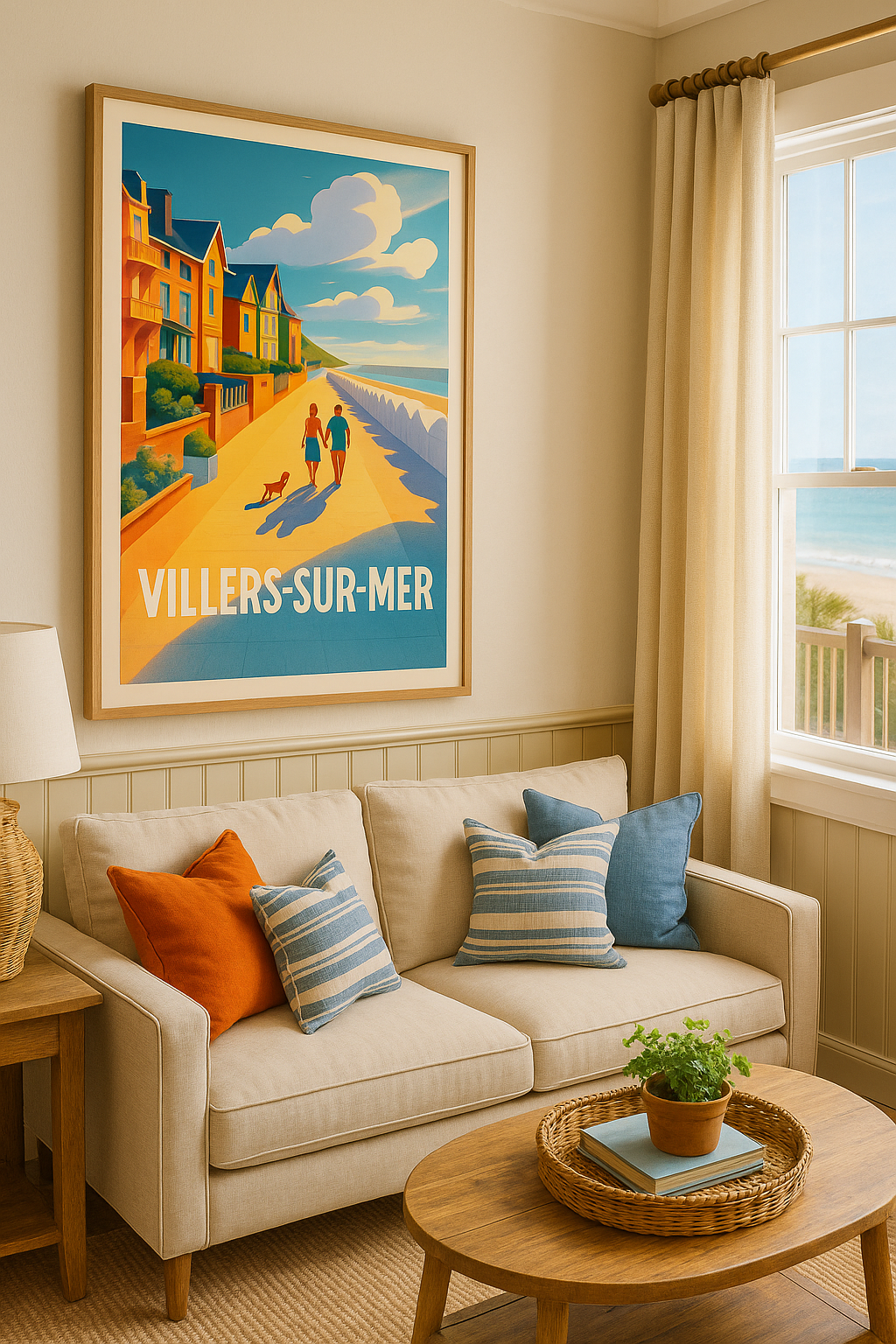 Calvados France Affiche de Villers-sur-Mer - Promenade Ensoleillée Au Bord De La Mer