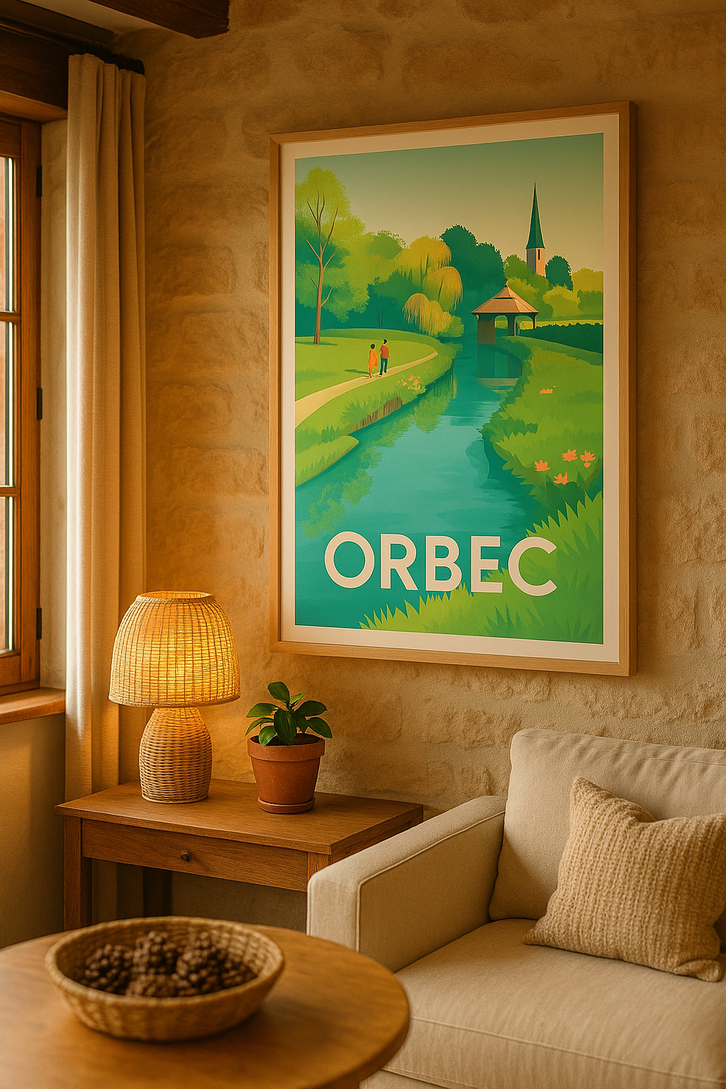 Affiche Orbec — Promenade bucolique au fil de l'eau · poster d'art de Orbec