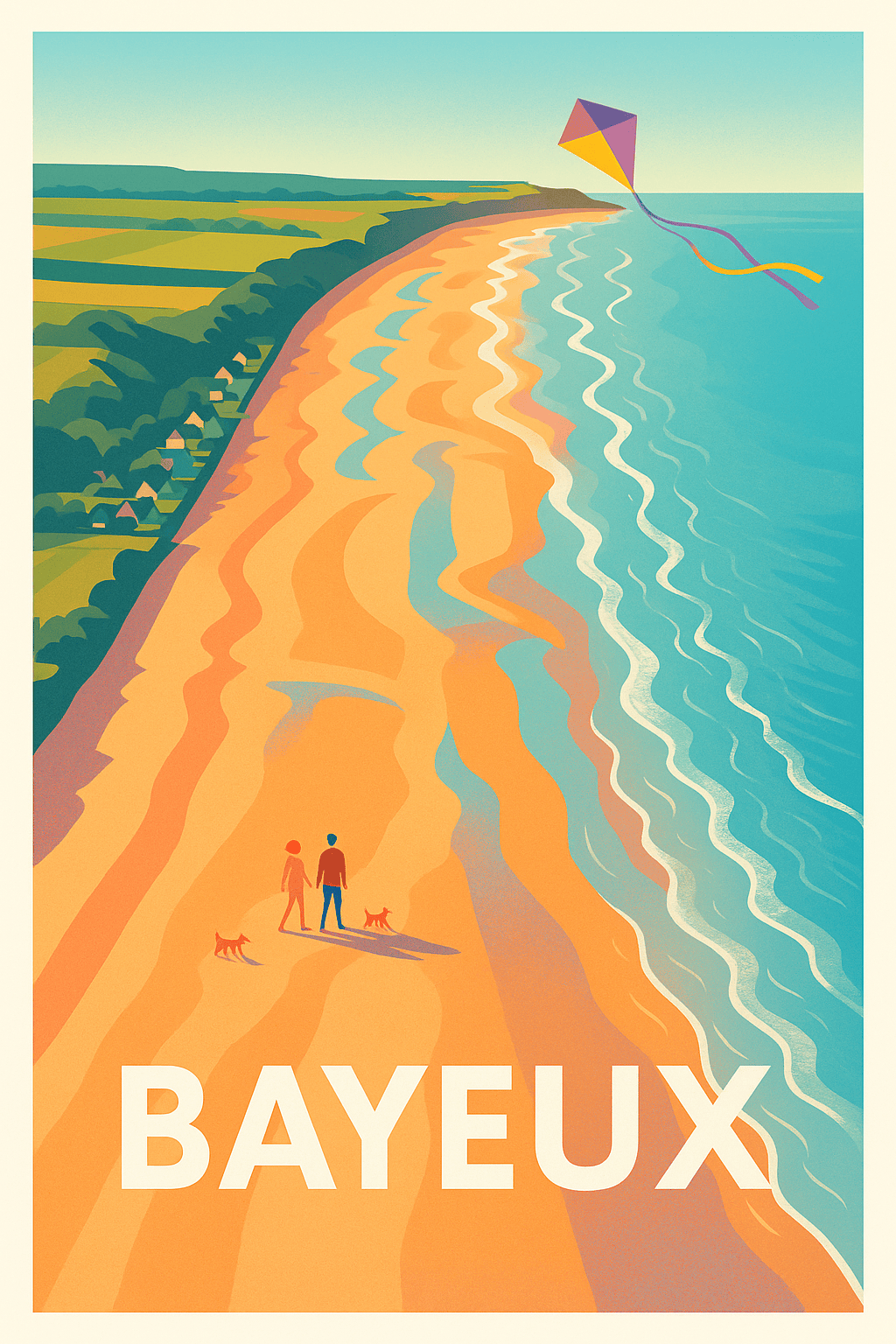 Calvados France Pas de Cadre / 20 × 30cm Affiche Bayeux - Plage et douceur normande