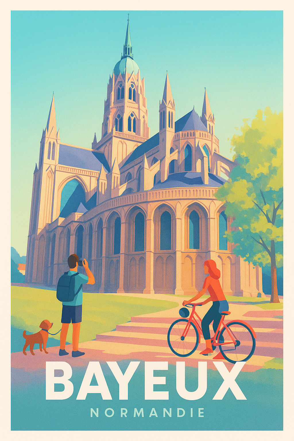 Calvados France Pas de Cadre / 20 × 30cm Affiche Bayeux - Trésors historiques et balades en Normandie