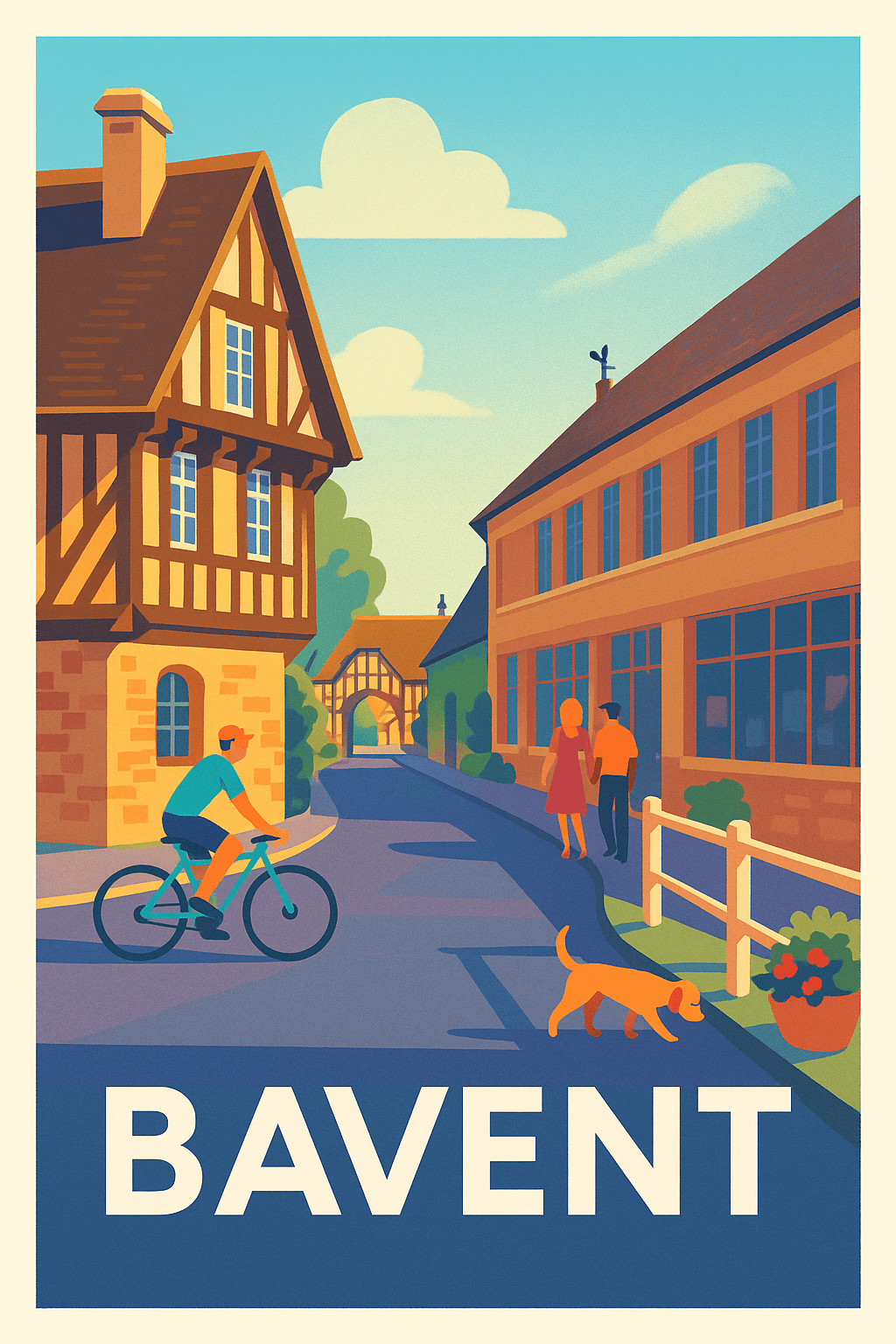 Calvados France Pas de Cadre / 20 × 30cm Affiche de Bavent - Charme et douceur d'une ville normande