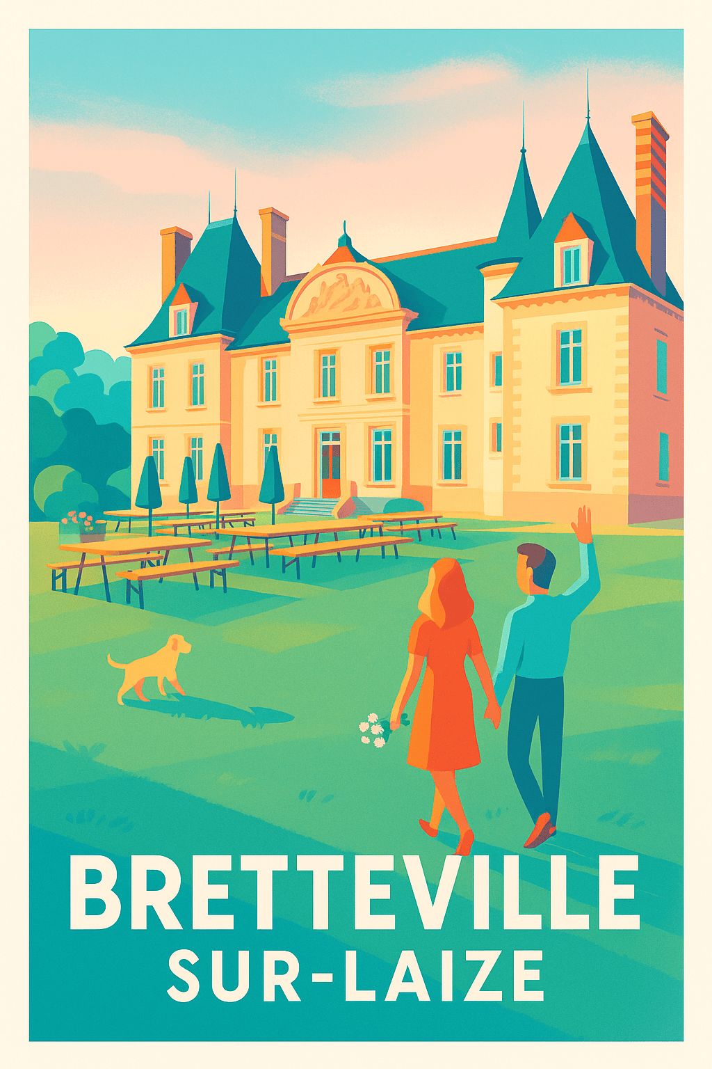 Calvados France Pas de Cadre / 20 × 30cm Affiche de Bretteville sur-Laize - Charme et sérénité au cœur de la campagne