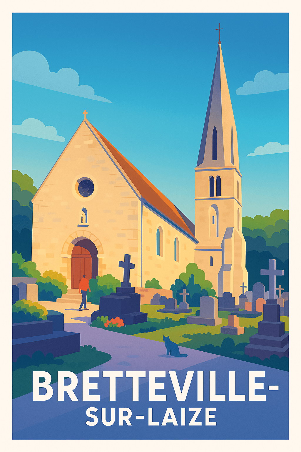 Calvados France Pas de Cadre / 20 × 30cm Affiche de Bretteville-sur-Laize - Charme paisible et patrimoine