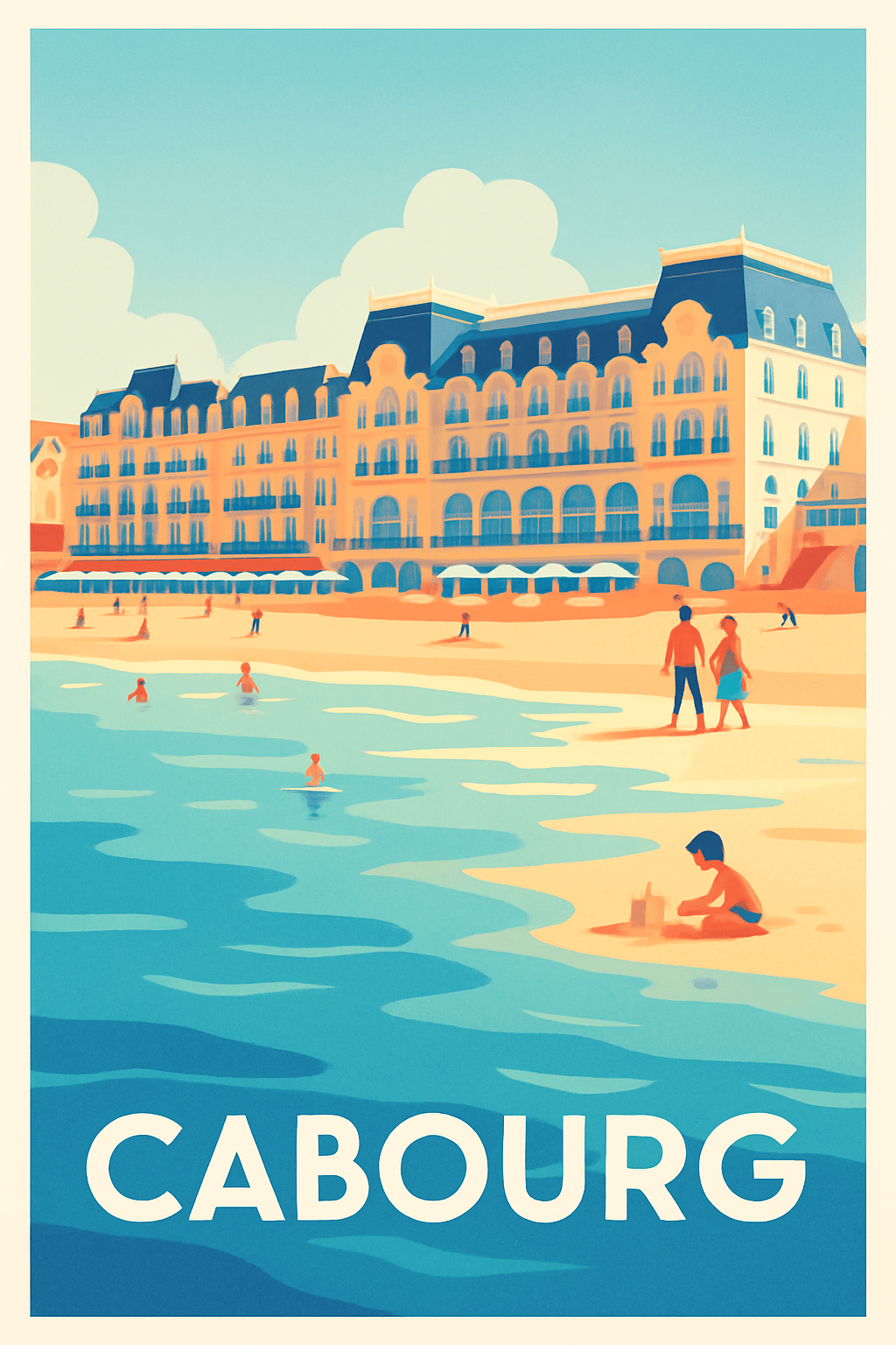 Calvados France Pas de Cadre / 20 × 30cm Affiche de Cabourg - L'élégance balnéaire normande