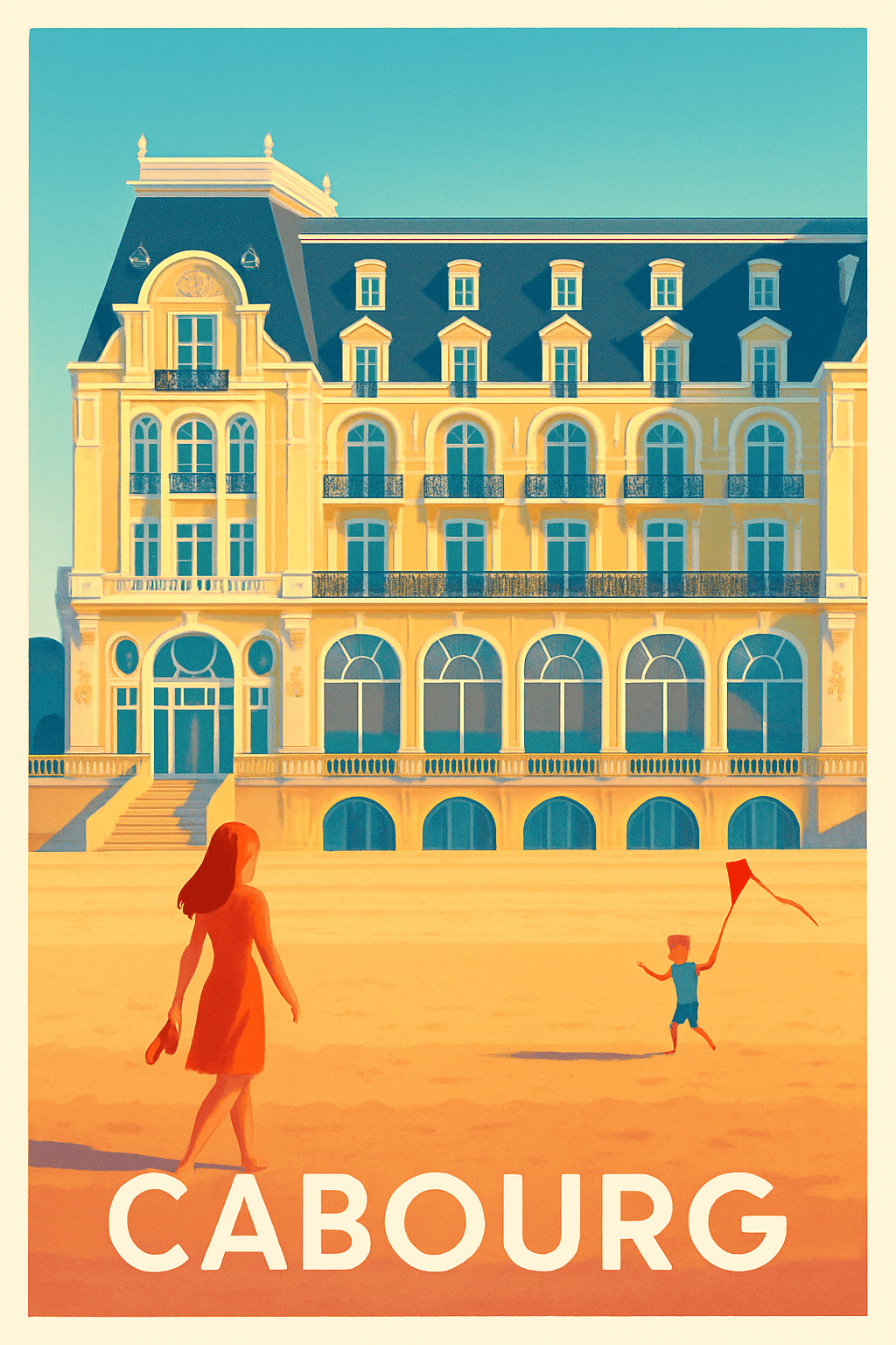 Calvados France Pas de Cadre / 20 × 30cm Affiche de Cabourg - L'élégance balnéaire normande