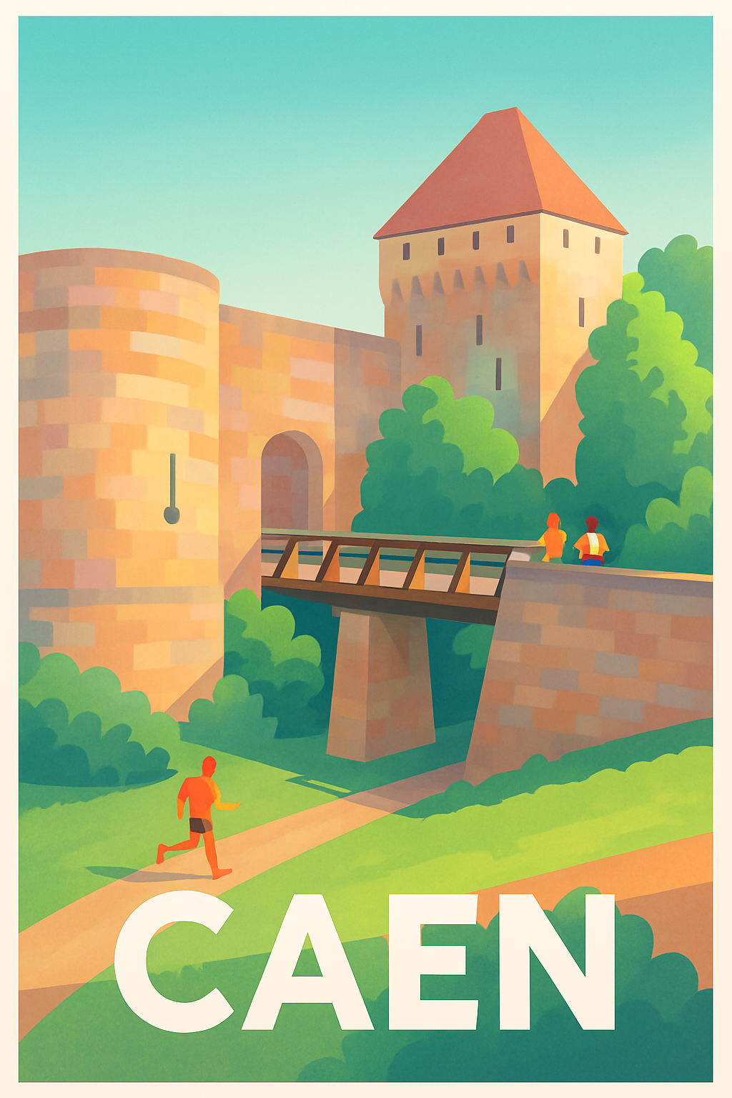 Calvados France Pas de Cadre / 20 × 30cm Affiche de Caen - L'élégance médiévale au cœur de la Normandie