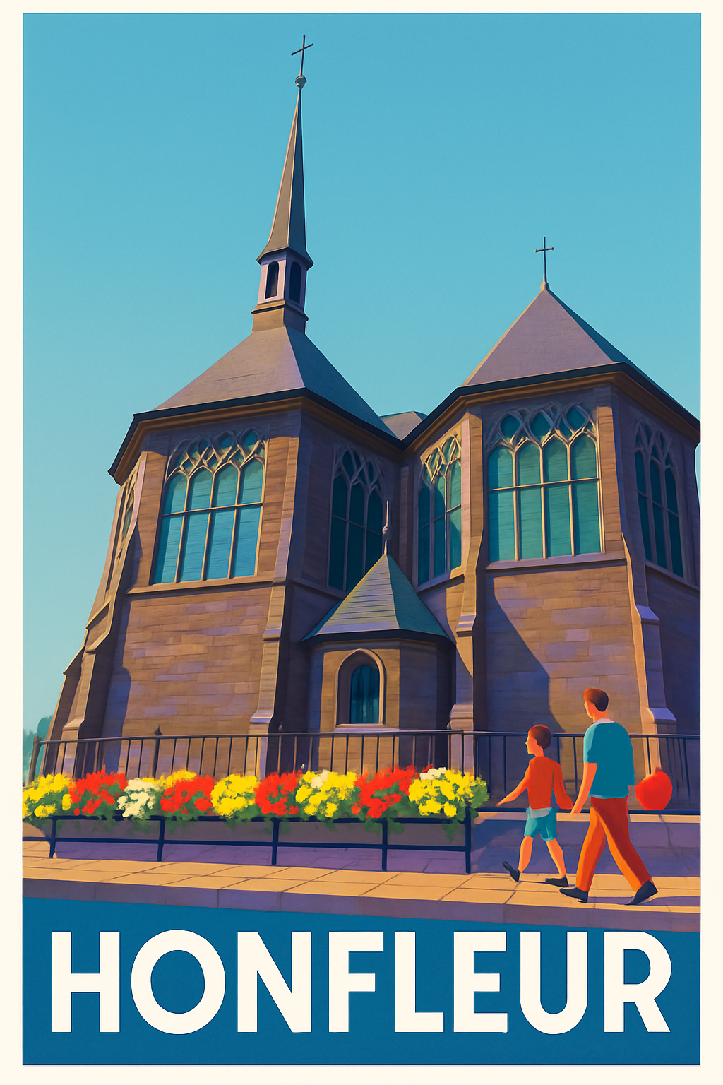 Calvados France Pas de Cadre / 20 × 30cm Affiche de Honfleur - Charme et Patrimoine en Bord de Mer