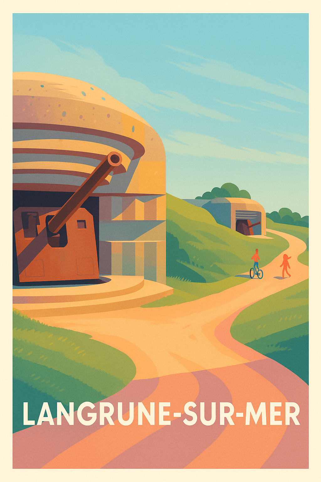 Calvados France Pas de Cadre / 20 × 30cm Affiche de Langrune-sur-Mer - Histoire et nature en bord de mer