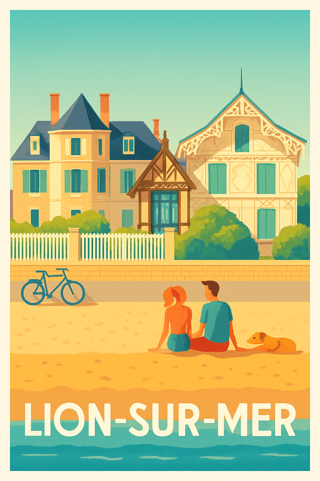 Calvados France Pas de Cadre / 20 × 30cm Affiche de Lion-sur-Mer - Douceur et sérénité balnéaires