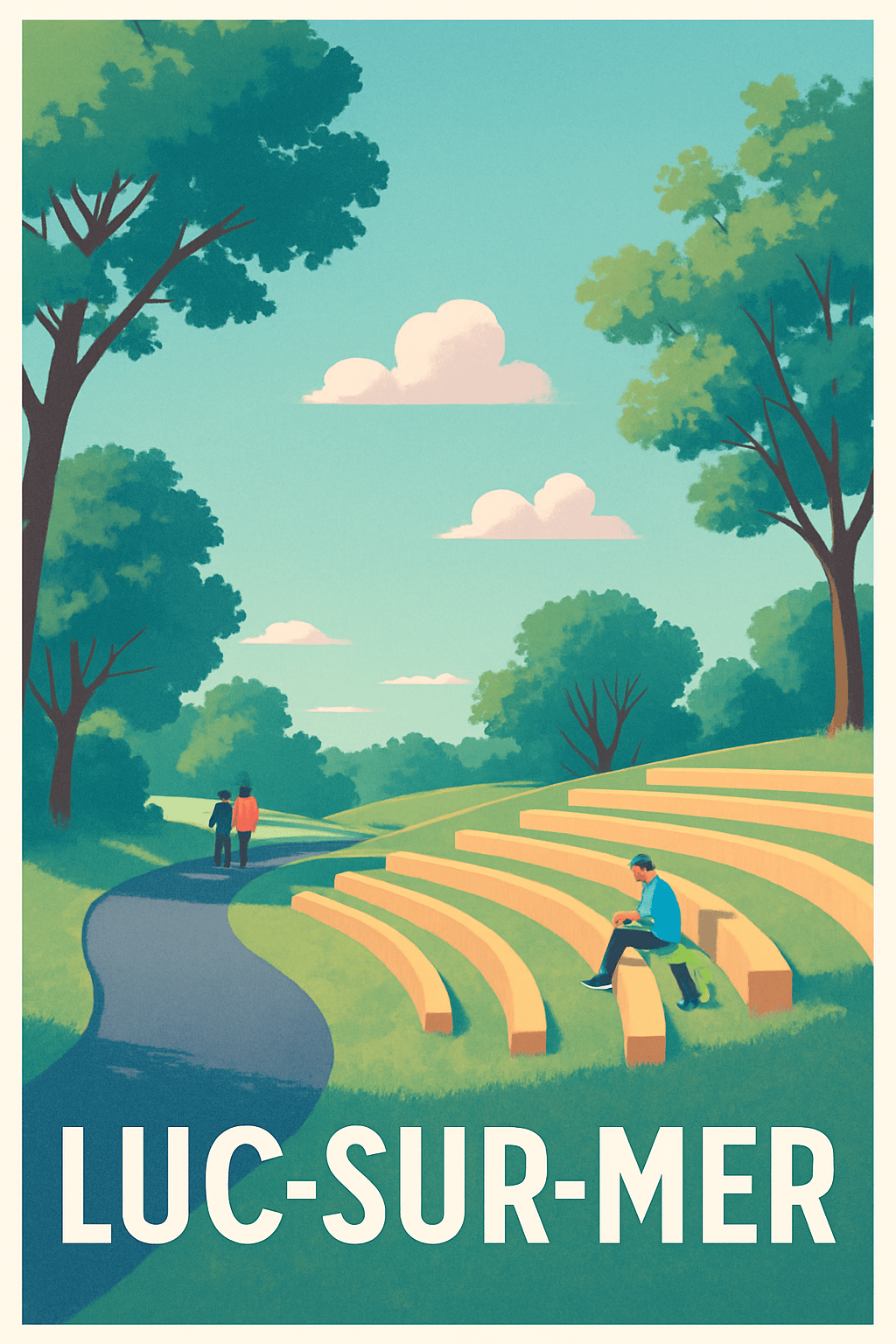 Calvados France Pas de Cadre / 20 × 30cm Affiche de Luc-sur-Mer - La sérénité au cœur de la nature