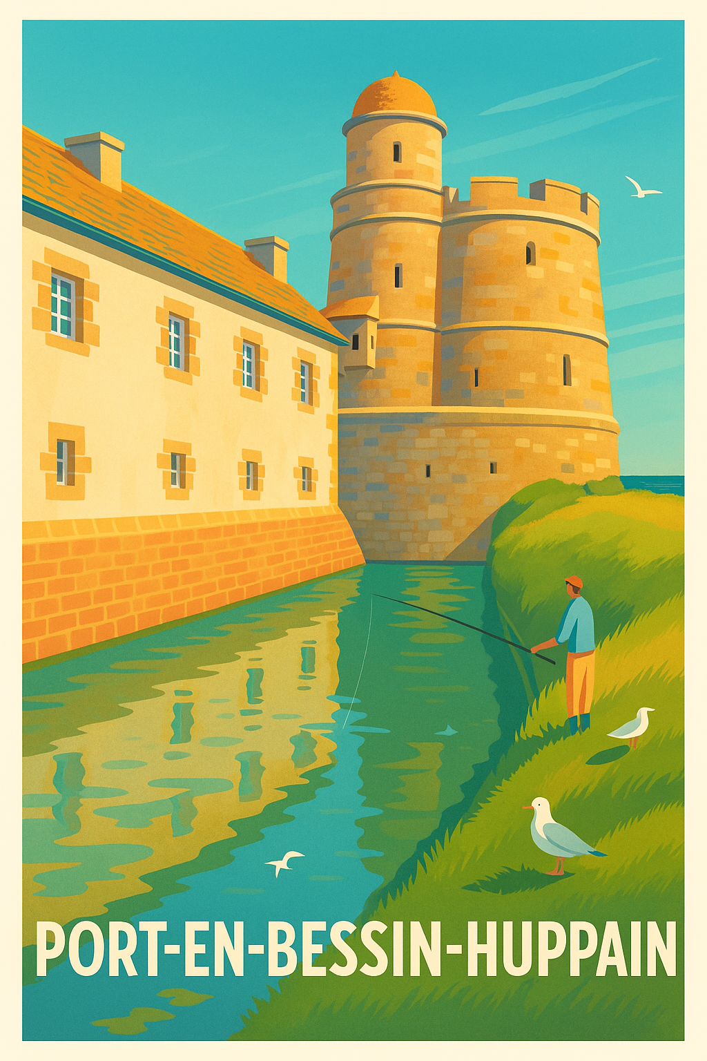 Calvados France Pas de Cadre / 20 × 30cm Affiche de Port-en-Bessin-Huppain - Charme et Sérénité Normande