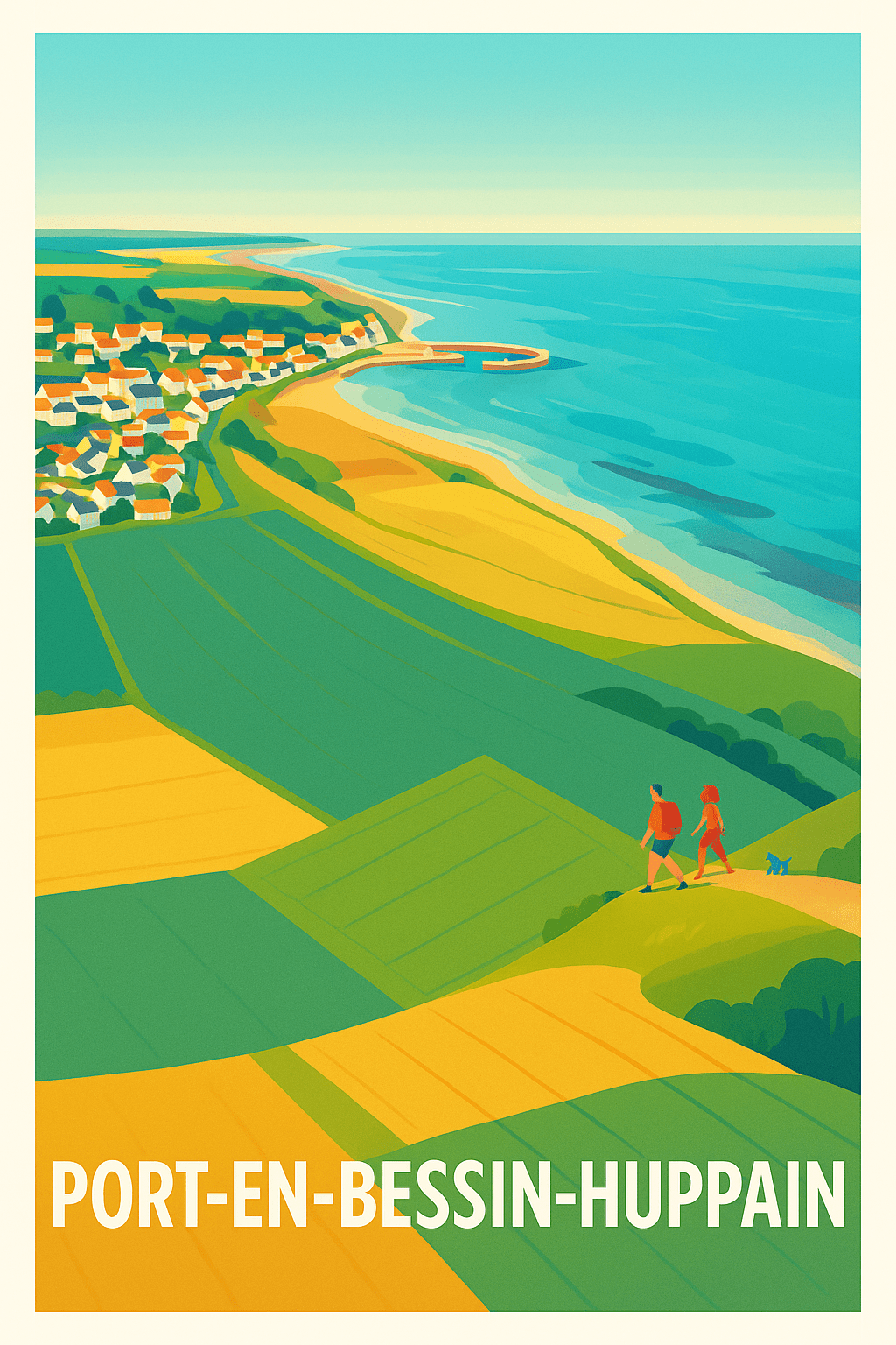 Calvados France Pas de Cadre / 20 × 30cm Affiche de Port-en-Bessin-Huppain - Escapade au bord de la mer